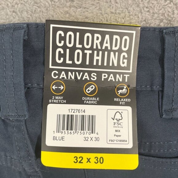 NEW Colorado Clothing Mens 32x3 Canvas Work Pants Blue Durable Stretch Fabric - Picture 4 of 9